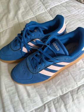 adidas Bright Blue Athletic Sneakers with Light Tan Outsole